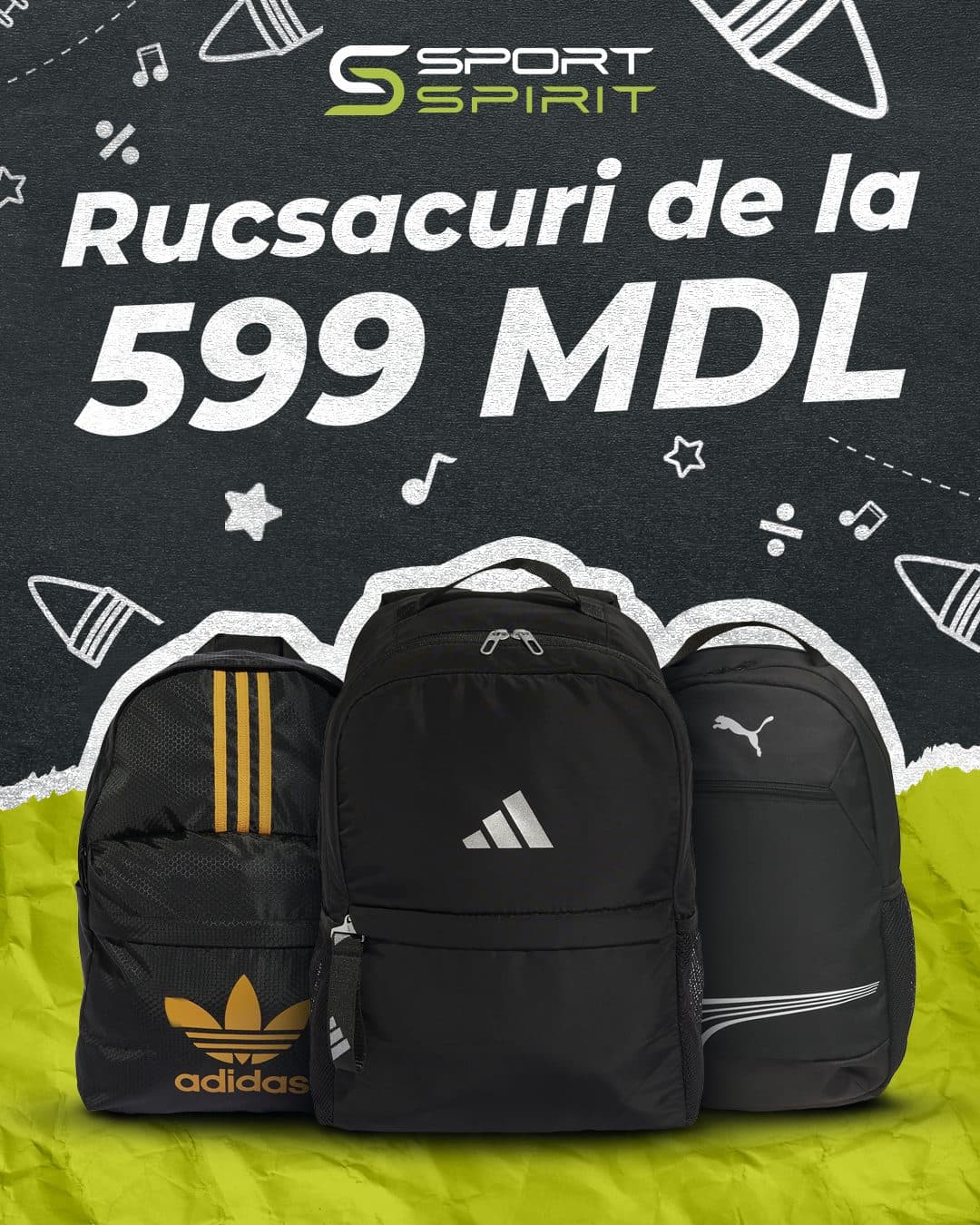 Advertising campaign for the “Back to School” collection of school supplies: backpacks from Sport Spirit 1.1