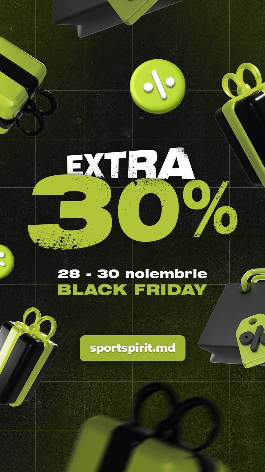 Advertising creative for the “-30% Extra Black Friday Sale” promotion, Sport Spirit 1.2