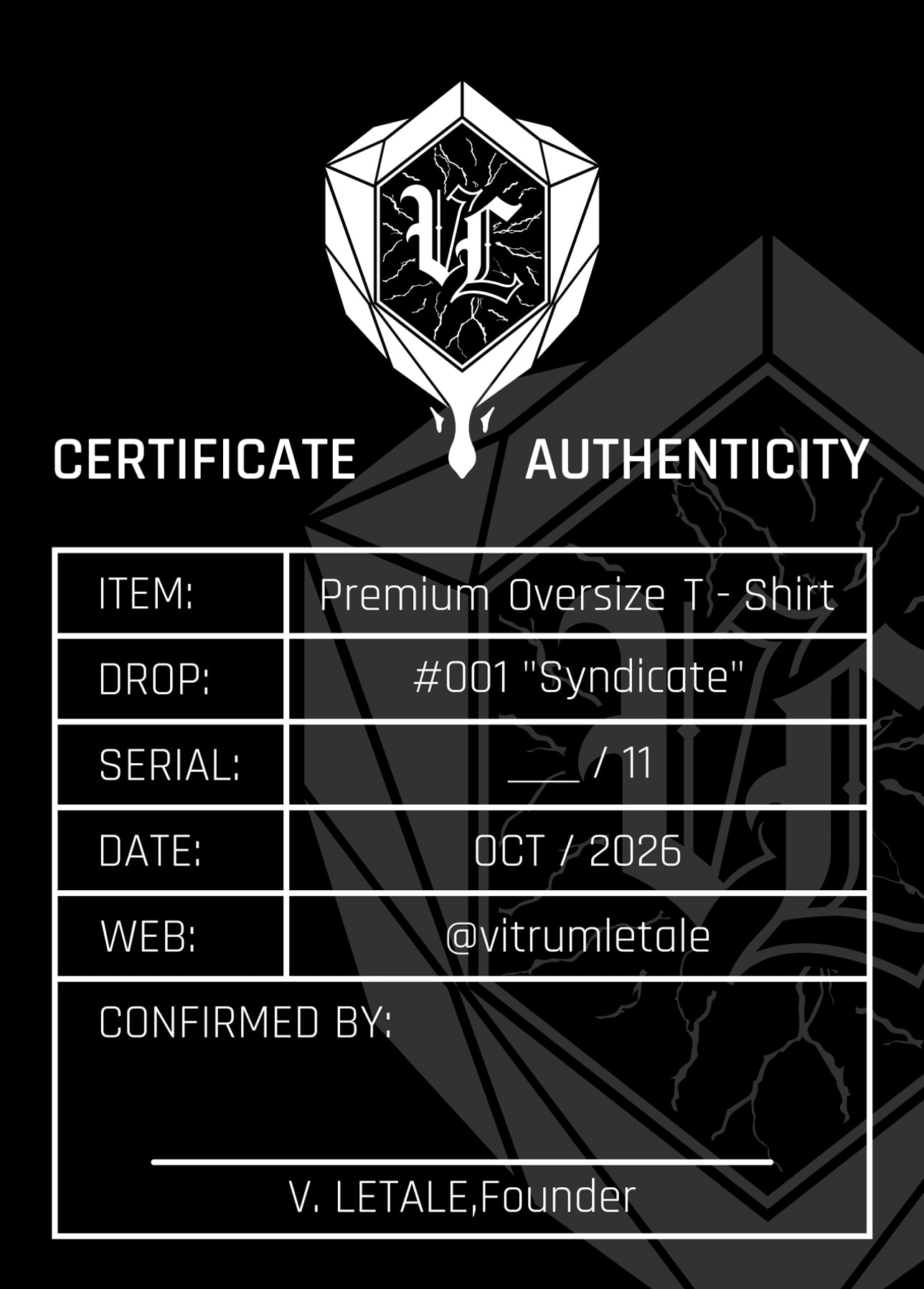 Packaging Kit & Accessories Design (Certificate & Stickers) for «Vitrum Letale» 1.1