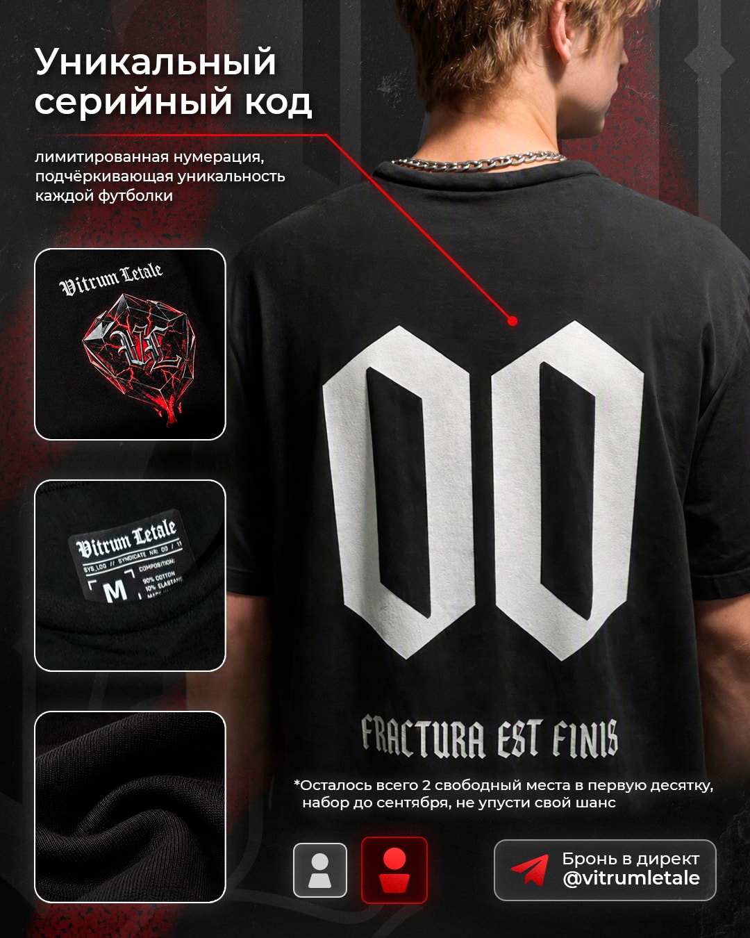 Product card design for a T-shirt from the «Vitrum Letale» clothing brand 1.2